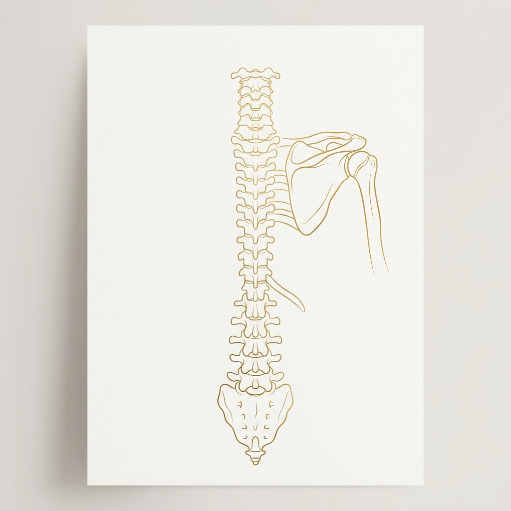 Ilustração médica minimalista de articulações e coluna